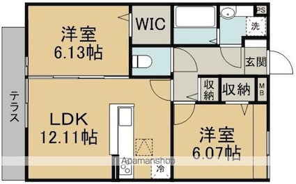 クレセール・コンテス仙波[2LDK/58.62m2]の間取図