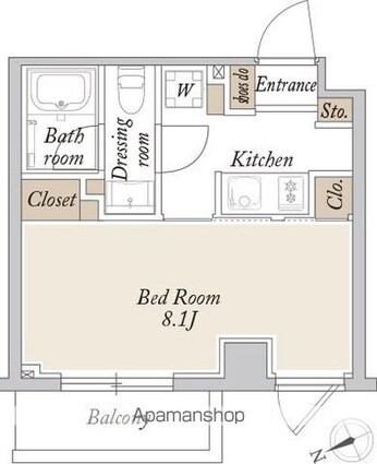 ＯＲＳＵＳ新江古田[1K/25.23m2]の間取図