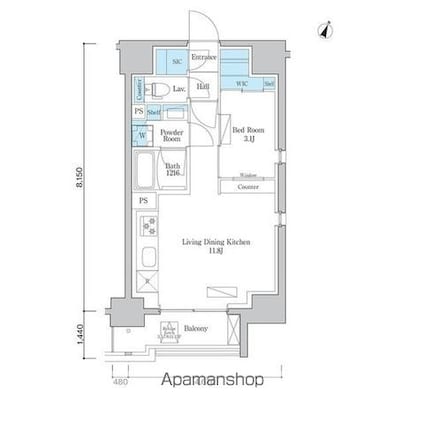 ＯＲＳＵＳ板橋本町[1LDK/38.06m2]の間取図