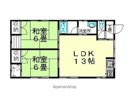 サンラフォーレ２[2LDK/54.65m2]の間取図