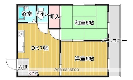 クリーンハイツ弓立Ⅰ[2DK/43.68m2]の間取図
