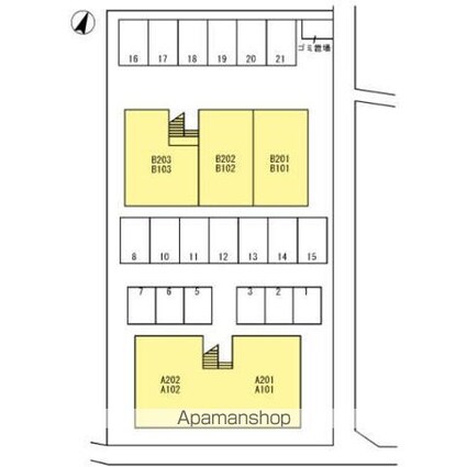 パーシモンフィールドＢ棟[2DK/50.42m2]の配置図