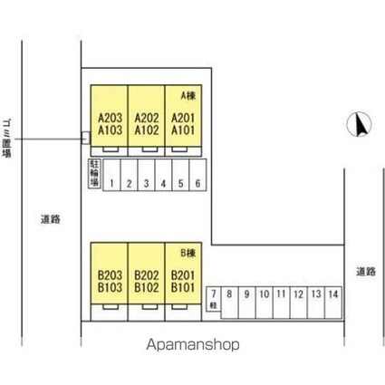 シャインポート屋島Ⅳ　Ａ棟[2LDK/56.15m2]の配置図