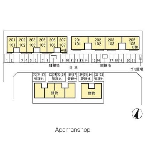 近江ロイヤルハイツ　Ａ[1LDK/45.21m2]の配置図