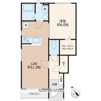 ヴィクトワール下高井戸[1LDK/43.37m2]の間取図