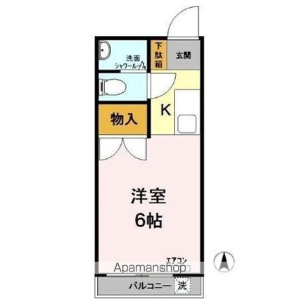 サンアベニュー国立[1K/17.4m2]の間取図