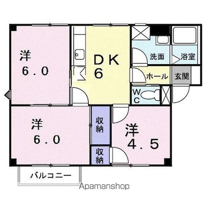 プラドール今里Ｂ[3DK/50.1m2]の間取図