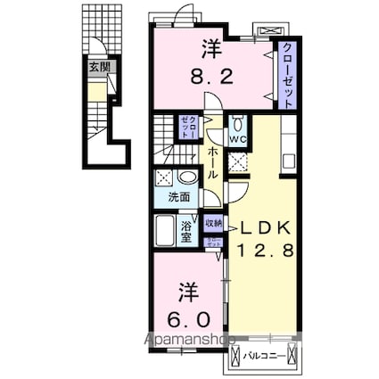愛媛県今治市東鳥生町４丁目[2LDK/64.51m2]の間取図