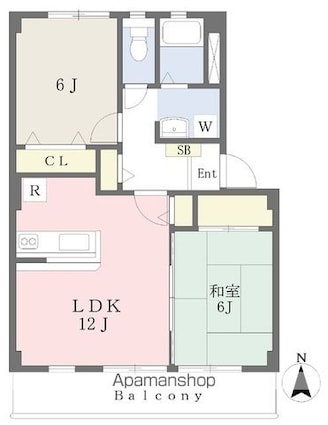 フォブール南吉田[2LDK/55.89m2]の間取図