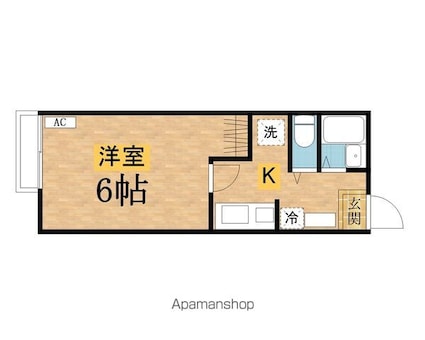 シティハイムだいまち[1K/20.25m2]の間取図