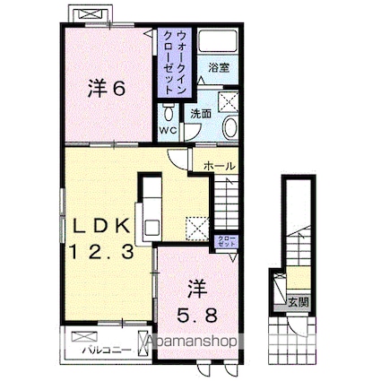 ウィステリア　コーキ　Ｂ[2LDK/57.25m2]の間取図