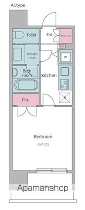 レジディア文京本郷[1K/25.6m2]の間取図
