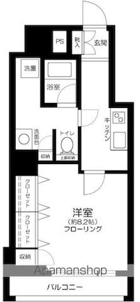 東京都港区六本木７丁目[1K/34.66m2]の間取図