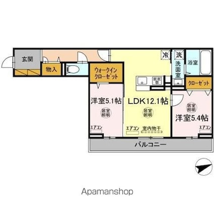 Ｅｌ・ａｍａｒｉｌｌｏ[2LDK/58.03m2]の間取図