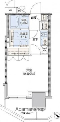 レジディア文京小石川Ⅱ[1K/25.06m2]の間取図