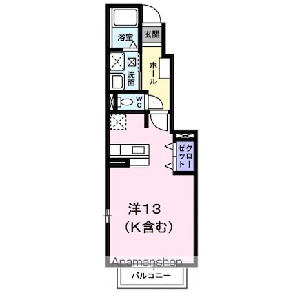 カレント沖野上[1K/33.15m2]の間取図