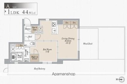 オーキッドレジデンス住吉[1LDK/44.9m2]の間取図