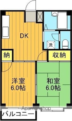 エルディム飯塚Ｂ[2DK/39.74m2]の間取図