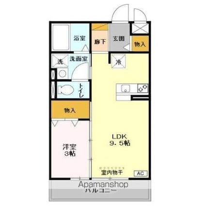 サンクレール[1LDK/33m2]の間取図