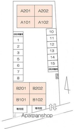 香川県高松市下田井町[2LDK/57.13m2]の配置図