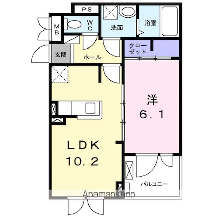 ニューポート千波[1LDK/40.14m2]の間取図