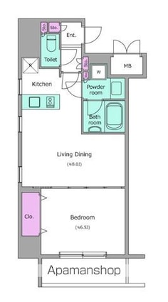 東京都千代田区岩本町２丁目[1LDK/42.16m2]の間取図