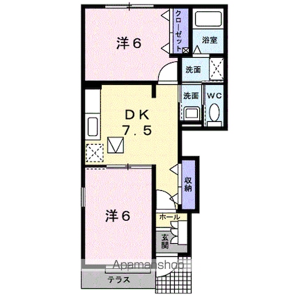 和歌山県和歌山市楠本[2DK/44.82m2]の間取図