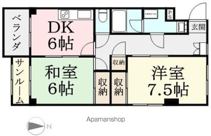 ローズハイツＹ[2DK/60.19m2]の間取図