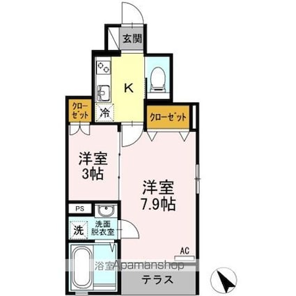 広島県福山市松浜町３丁目[2K/33.81m2]の間取図