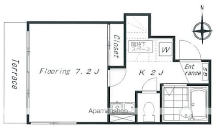 東京都中野区大和町１丁目[1K/25.13m2]の間取図