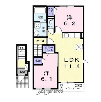 ナチュラルプラス[2LDK/55.86m2]の間取図