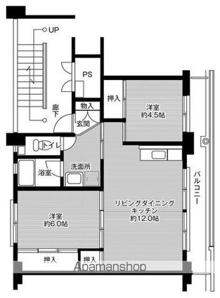 ビレッジハウス矢上１号棟[2LDK/53.08m2]の間取図