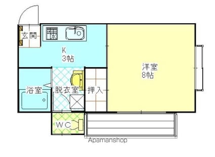 ハイツ大泉Ⅱ[1DK/26.49m2]の間取図