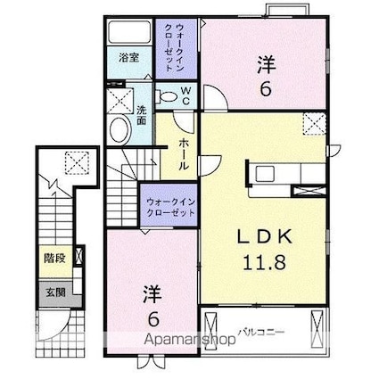 グラスランド　レジデンス　Ｈ[2LDK/58.8m2]の間取図