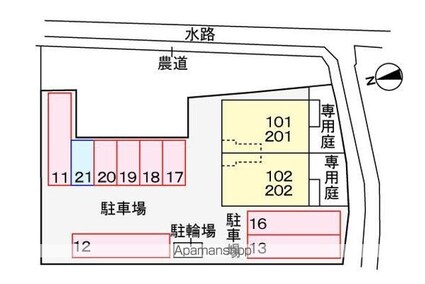 サニーフォレスタＣ[1LDK/45.47m2]の配置図