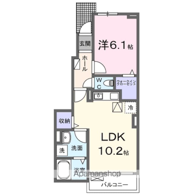 ウィズ・テール南彦根１号館[1LDK/40.99m2]の間取図