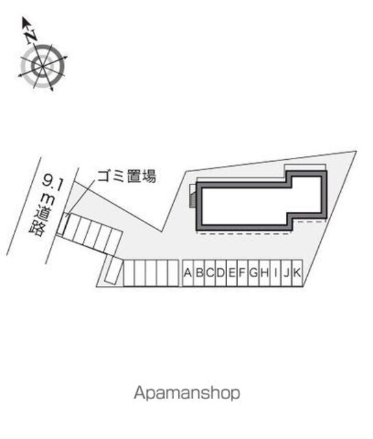 レオパレスサンローラン[1K/22.35m2]の配置図