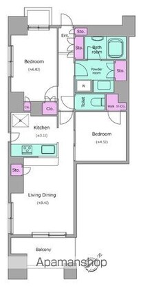 レジディア日本橋馬喰町[2LDK/54.05m2]の間取図