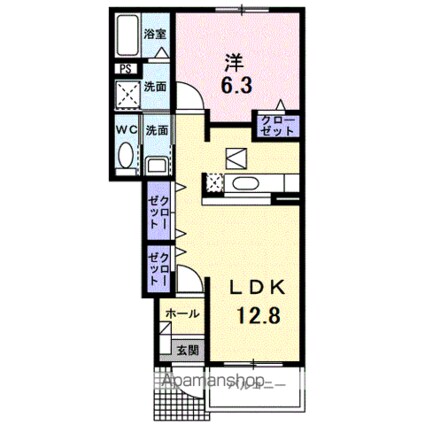 ラフィネＢ[1LDK/46.49m2]の間取図