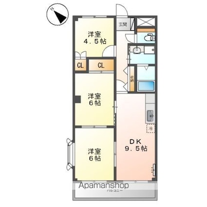 カームネスト[3DK/58.32m2]の間取図
