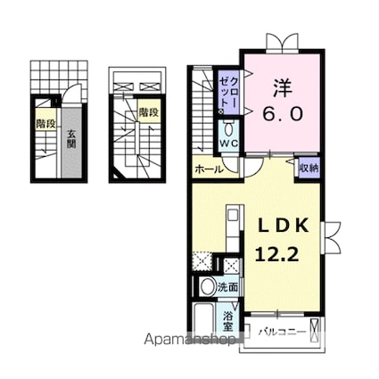 アンソレイユＤ[1LDK/53.01m2]の間取図