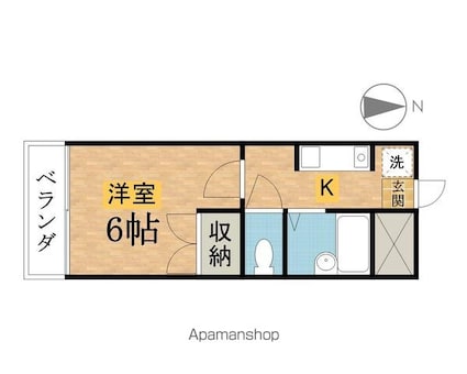 ホワイトウイング左入[1K/20.25m2]の間取図
