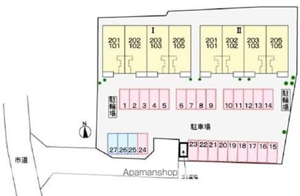 マンダリン　フルールⅠ[2LDK/62.58m2]の配置図