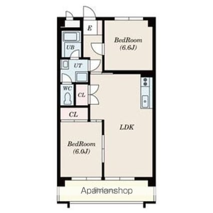 清城コーポラス[2DK/60m2]の間取図