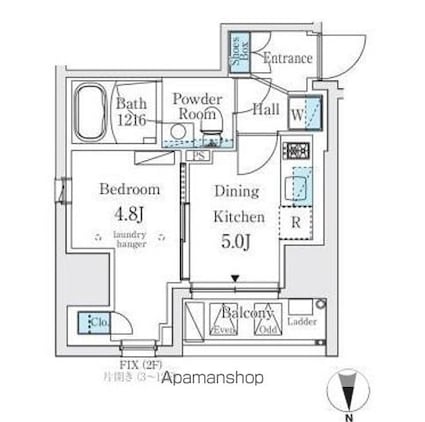 ジオエント秋葉原[1DK/25.35m2]の間取図