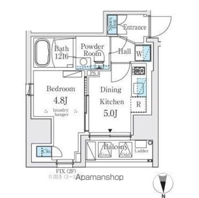 ジオエント秋葉原[1DK/25.35m2]の間取図