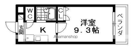 クレール平井[1K/25.5m2]の間取図