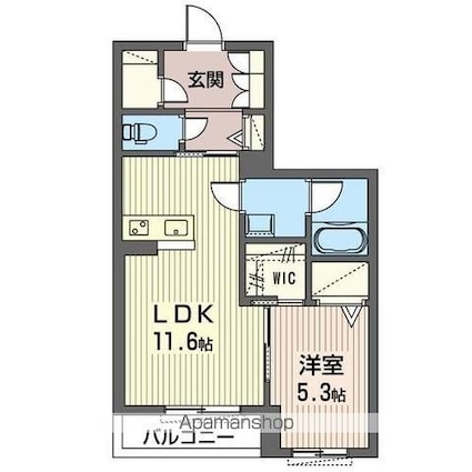 アミコート[1LDK/44.62m2]の間取図