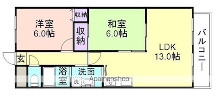 リオンガーデン古屋[2LDK/55m2]の間取図