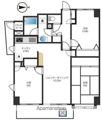 東京都杉並区高円寺南１丁目[3LDK/71.56m2]の間取図